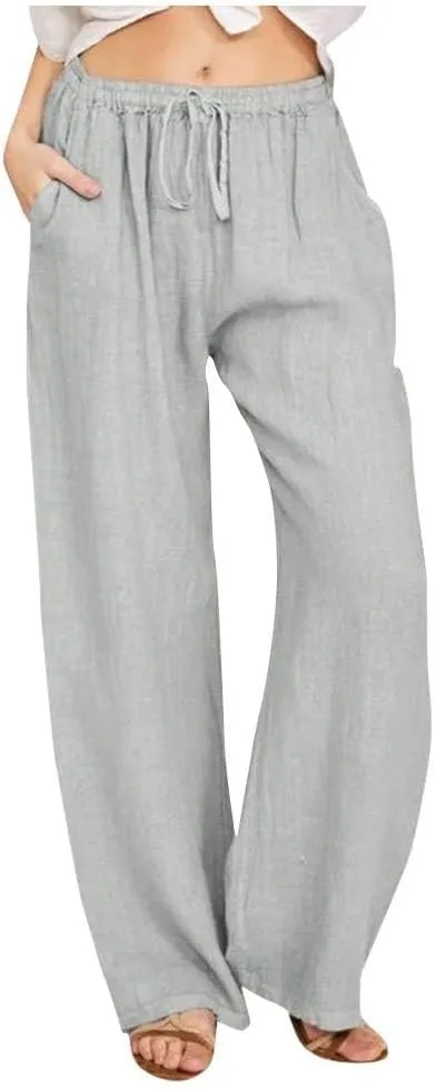 Sweatpants Women,Pants Petite, High Rise Baggy Wide Leg Golf Cotton Linen Trousers with Pockets
