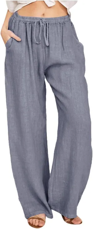 Sweatpants Women,Pants Petite, High Rise Baggy Wide Leg Golf Cotton Linen Trousers with Pockets