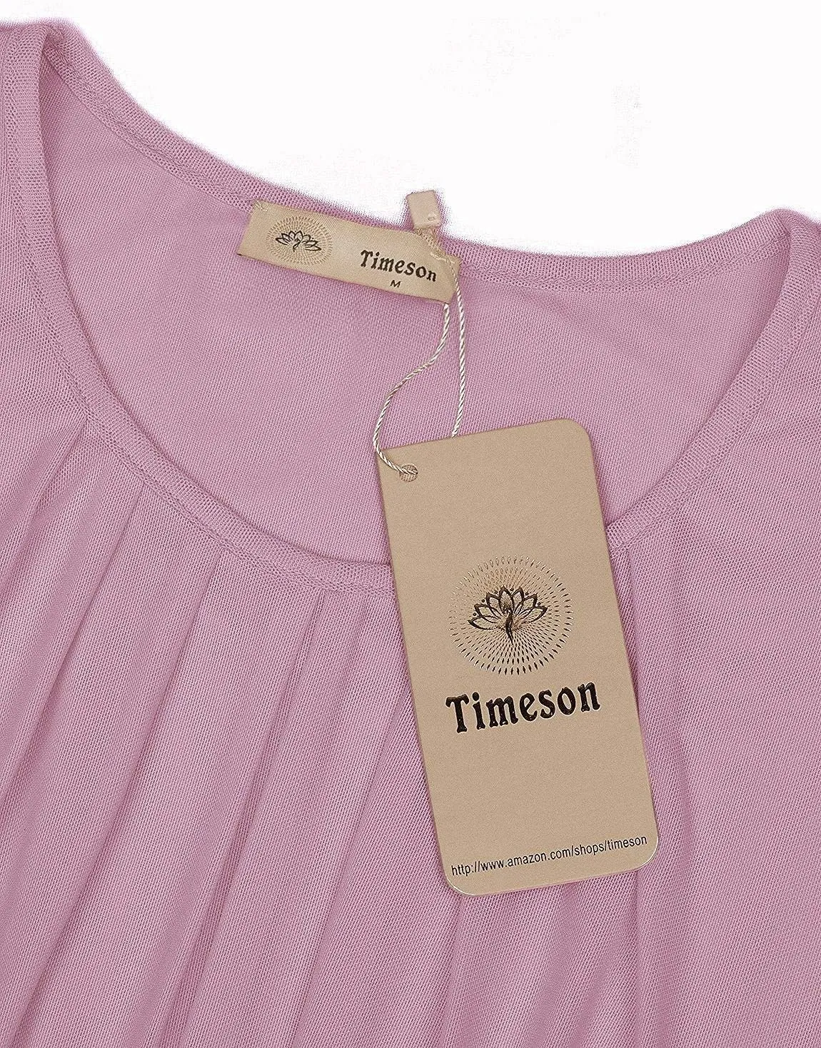 Timeson Women's Long Sleeve Scoop Neck Pleated Front Fitted Blouse Tops