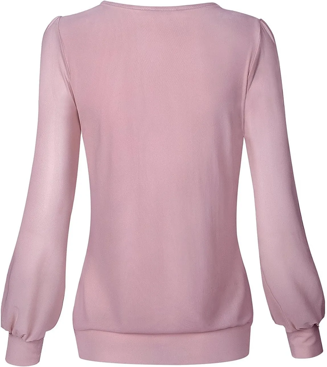 Timeson Women's Long Sleeve Scoop Neck Pleated Front Fitted Blouse Tops