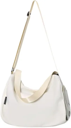 Travel Garment Bags Simple Yoga Fitness Bag Crossbody Travel Bag Duffle Bag(White)