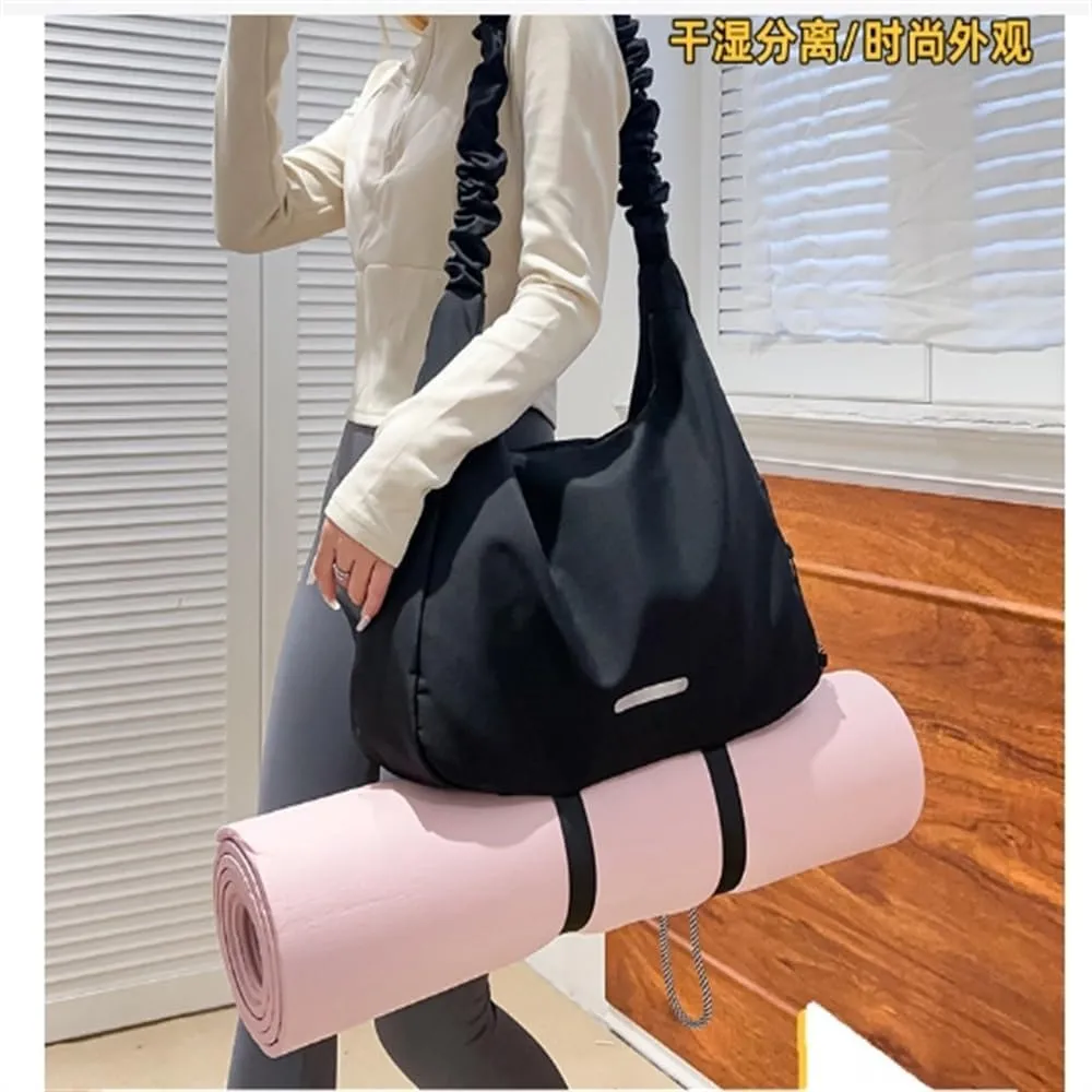Travel Garment Bags Yoga Bag Simple Women's Shoulder Bag Yoga Fitness Bag Duffle Bag(Black)