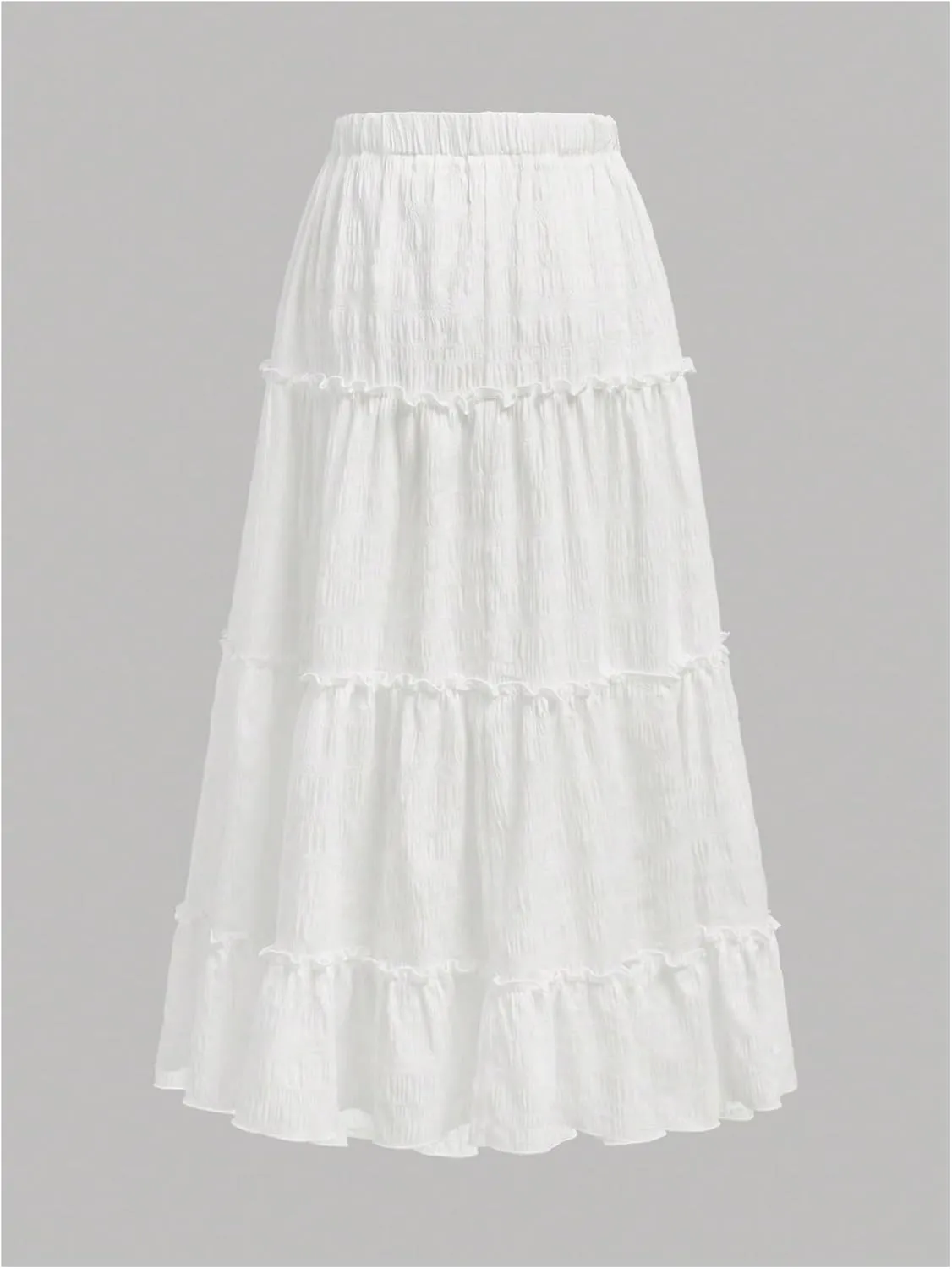 Verdusa Girl's Tiered Flowy Long Ruffle Skirt A Line Flared Elastic Waist Maxi Skirts