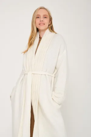 White Long Knit Cardigan
