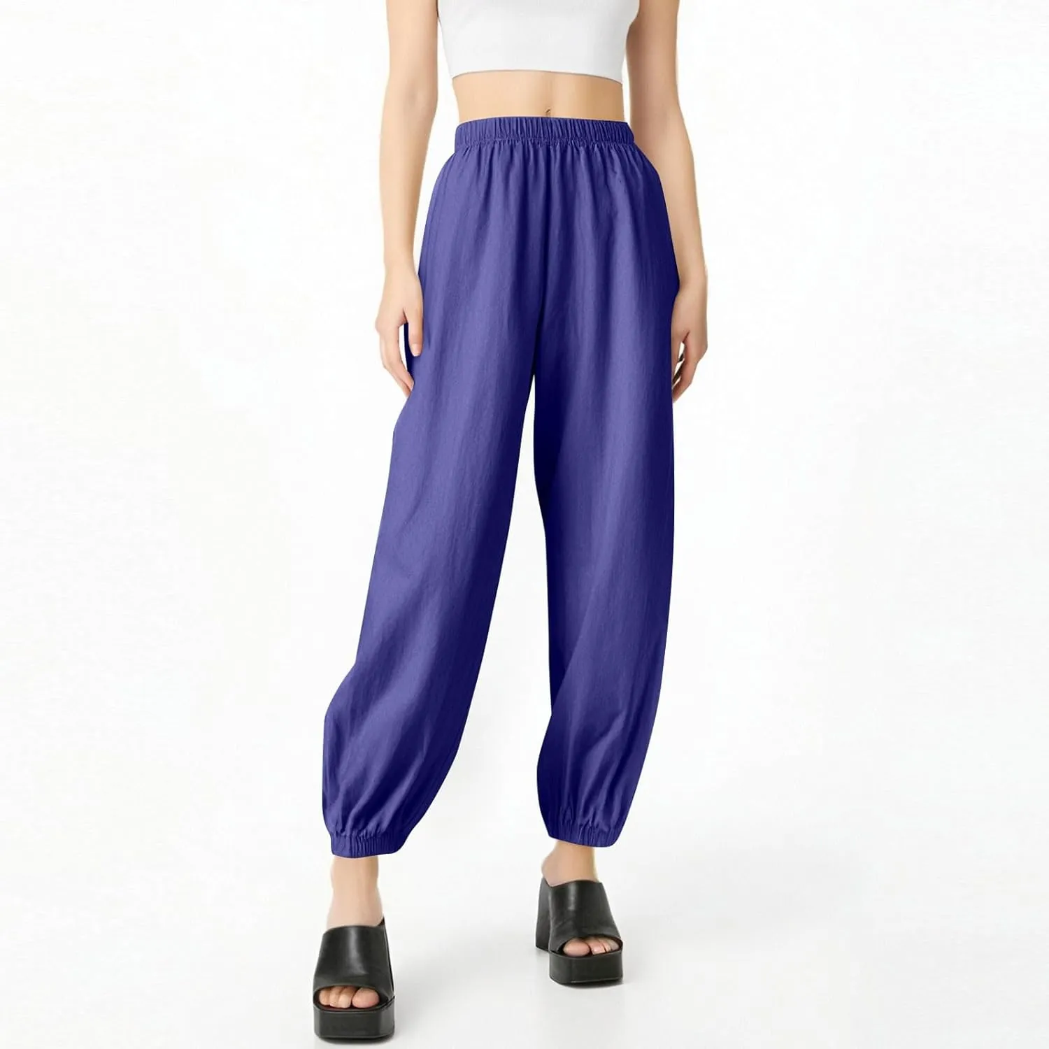 Wide Leg Pants for Women Cargo Summer, Black Linen Pants Women Trousers Cotton Linen Petite High Waisted
