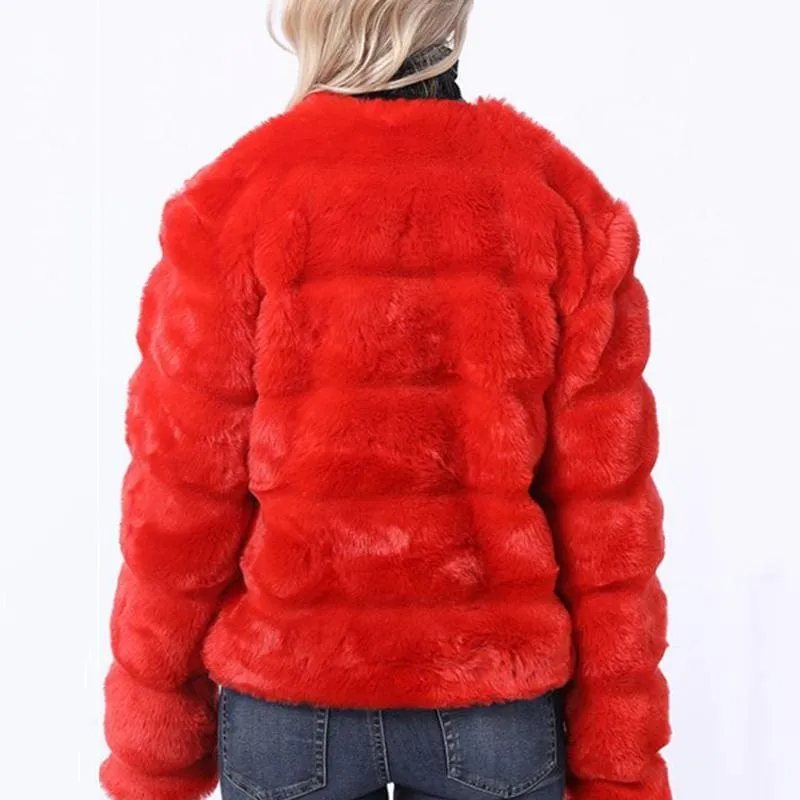 Winter Red Women's Winter Short Fur Coat