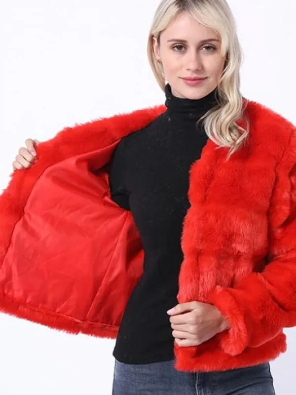 Winter Red Women's Winter Short Fur Coat