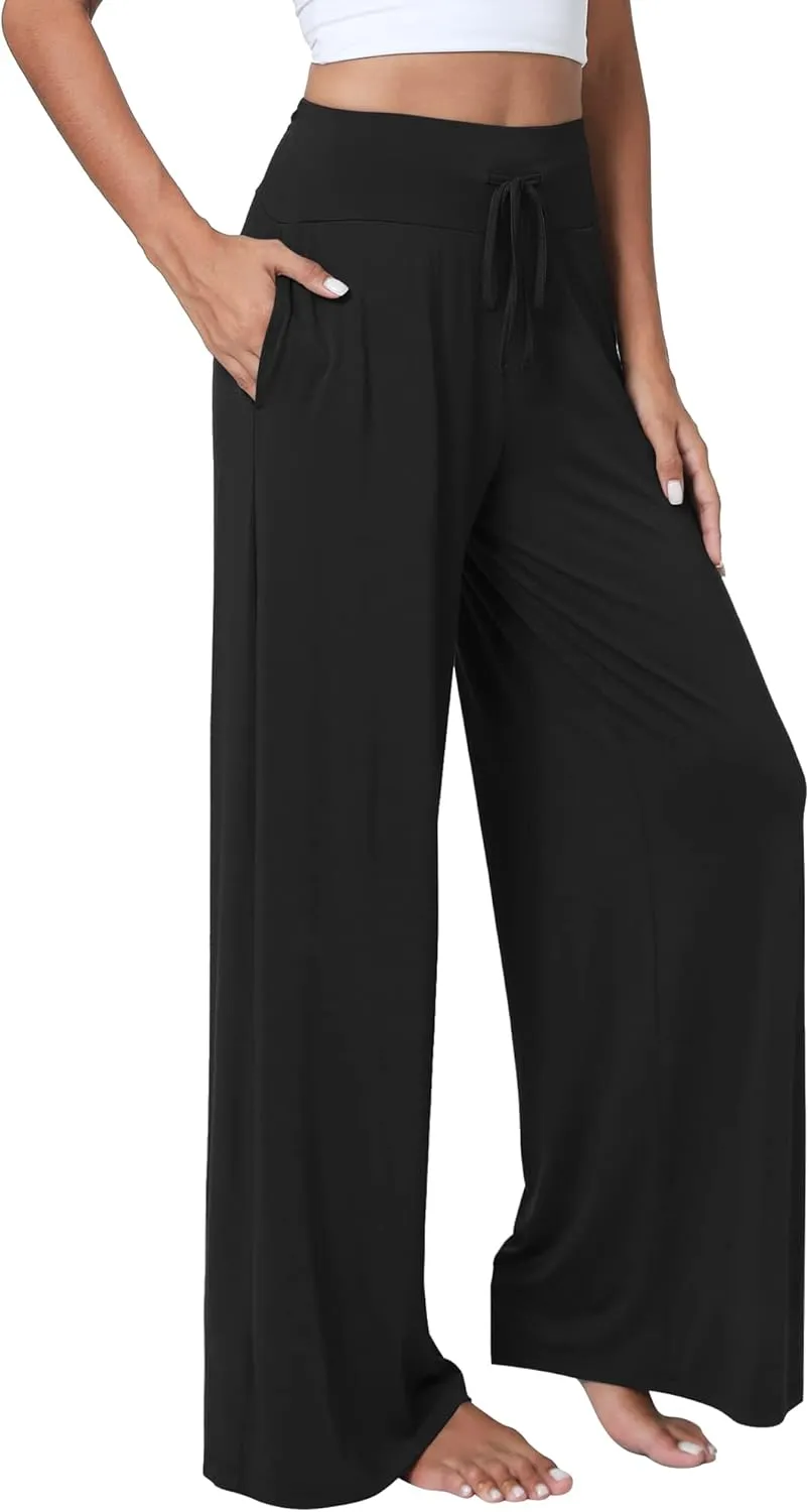 WiWi Pajama Pants for Women Soft Wide Leg Palazzo Lounge Sweatpants Loose Yoga Bottoms-Viscose from Bamboo S-XXL