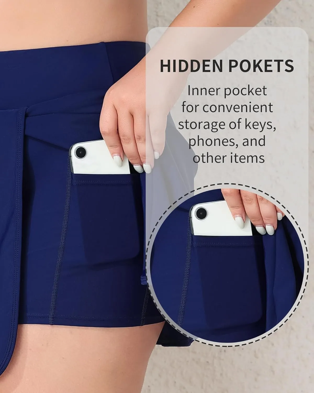 Women Plus Size Swim Skirt Tummy Control Split Swimsuit Bottom High Waisted Swim Suit Skirt with Pockets
