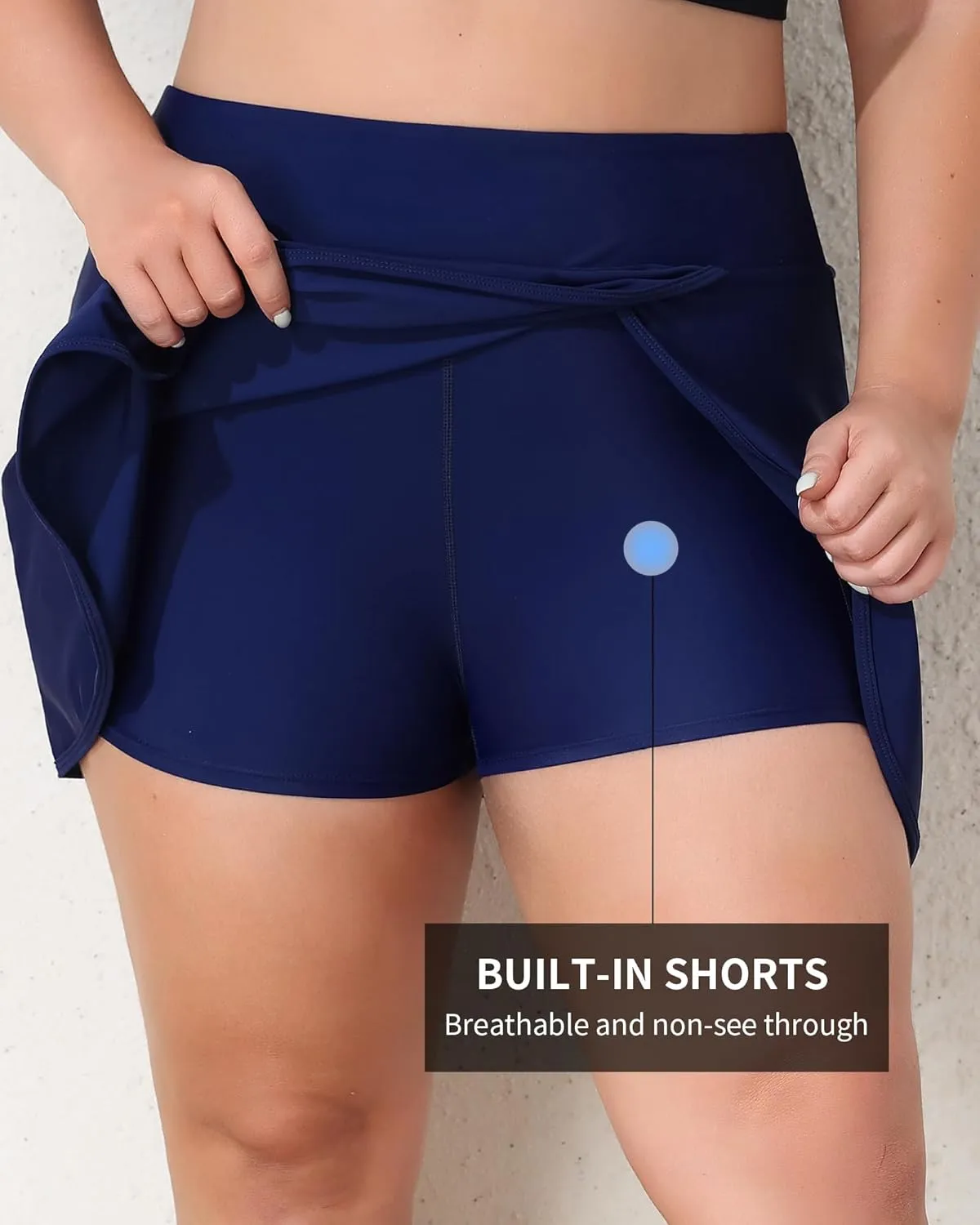 Women Plus Size Swim Skirt Tummy Control Split Swimsuit Bottom High Waisted Swim Suit Skirt with Pockets