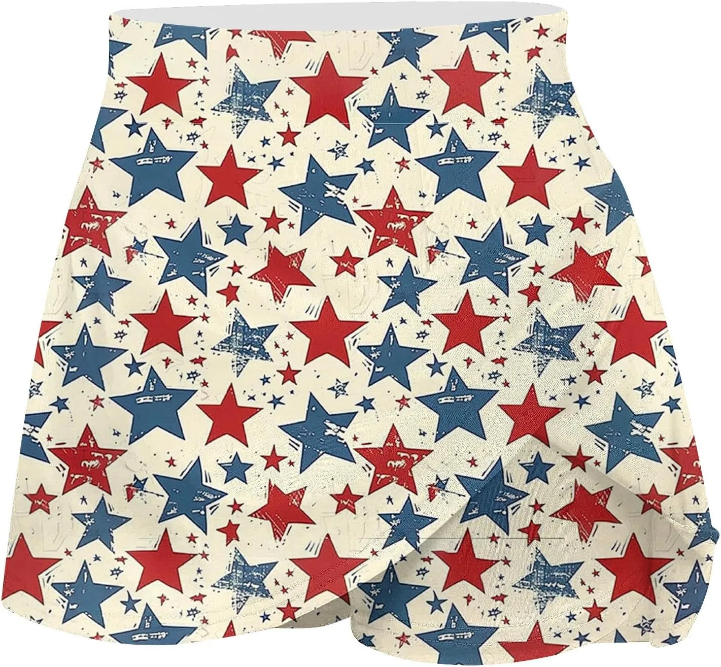 Women Tennis Skorts American Flag Patriotic Golf Skirts with Shorts Independence Day Stretchy Skirts Athletic Skorts