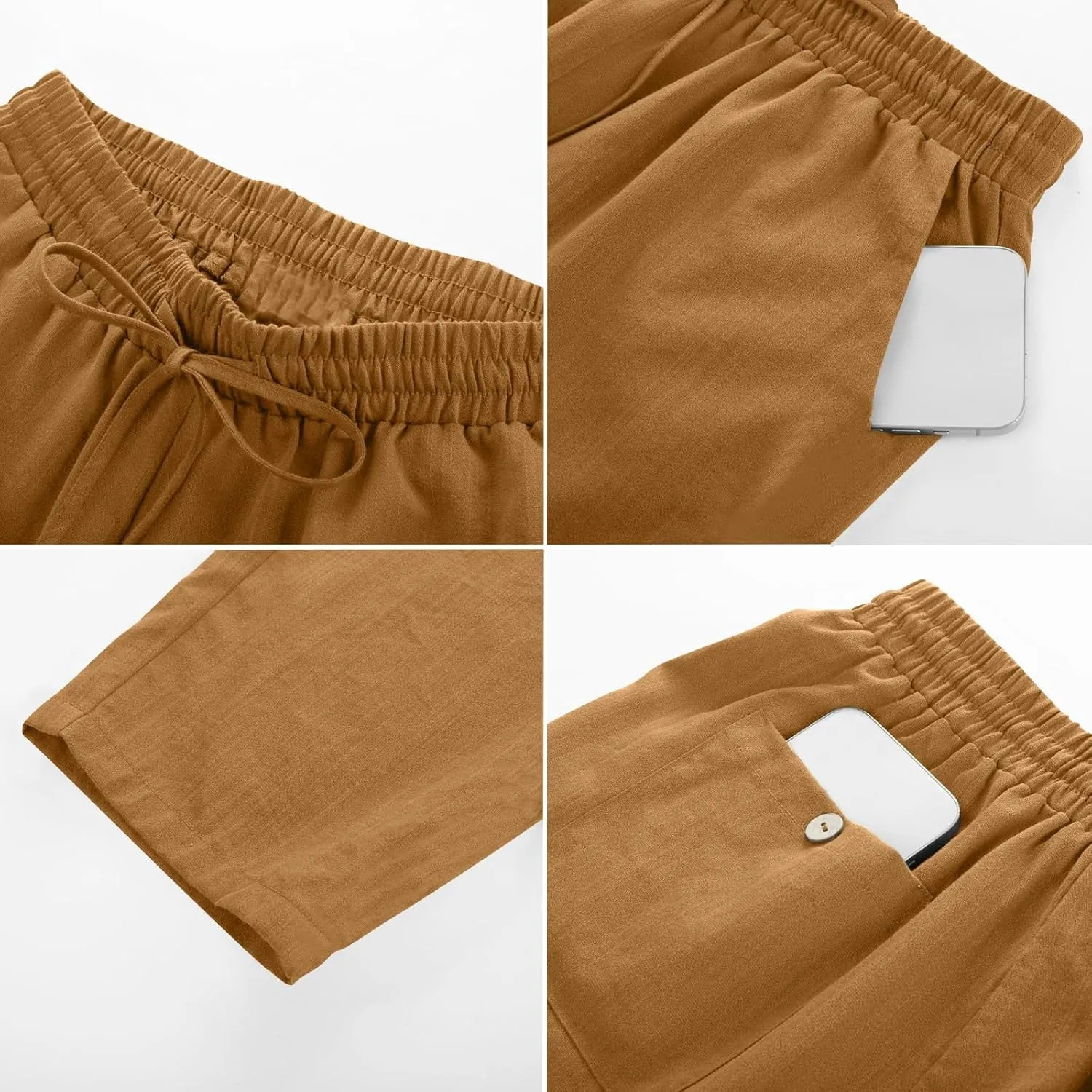 Womens Capri Pants Work, Plus Size Cargo Pants for Women Plus Size Linen Trousers Low Rise Straight Leg Summer