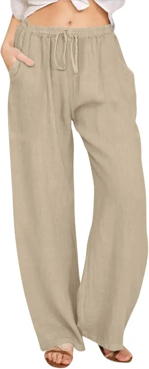 Womens Cargo Pants Straight Leg Summer Linen Cotton Low Rise, Ankle Pants for Women Plus Size Workout Trousers