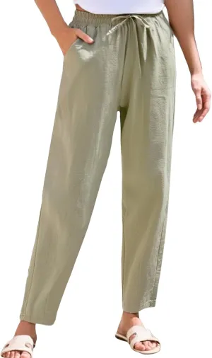 Womens Dress Pants Golf,Dress Sweatpants Women Plus Size Low Rise Cotton Linen Baggy Wide Leg Trousers