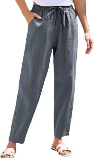 Womens Dress Pants Golf,Dress Sweatpants Women Plus Size Low Rise Cotton Linen Baggy Wide Leg Trousers