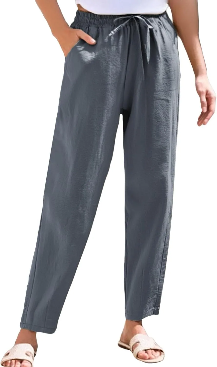 Womens Dress Pants Golf,Dress Sweatpants Women Plus Size Low Rise Cotton Linen Baggy Wide Leg Trousers