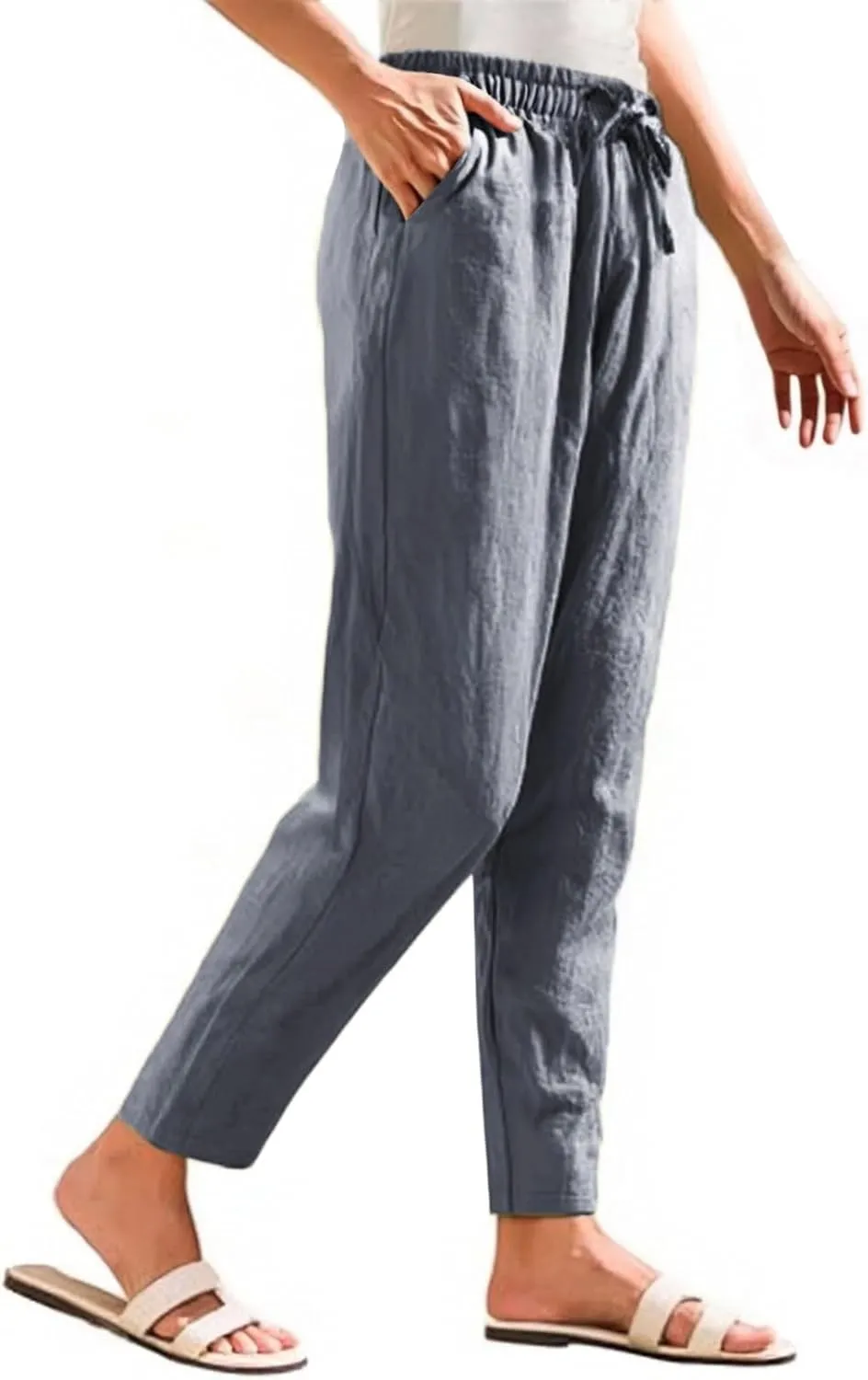 Womens Dress Pants Golf,Dress Sweatpants Women Plus Size Low Rise Cotton Linen Baggy Wide Leg Trousers