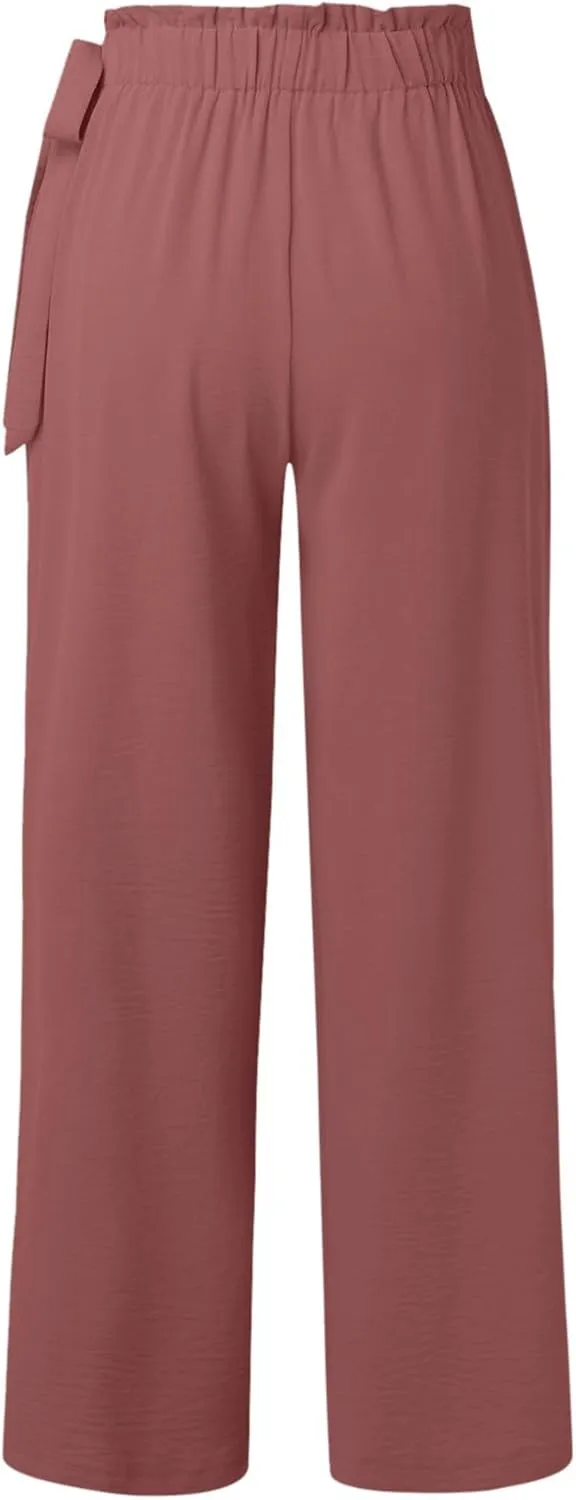 Womens Dress Pants Trousers Straight Leg Summer Low Rise Linen Cotton, Womens Pants Trendy Work Plus Size