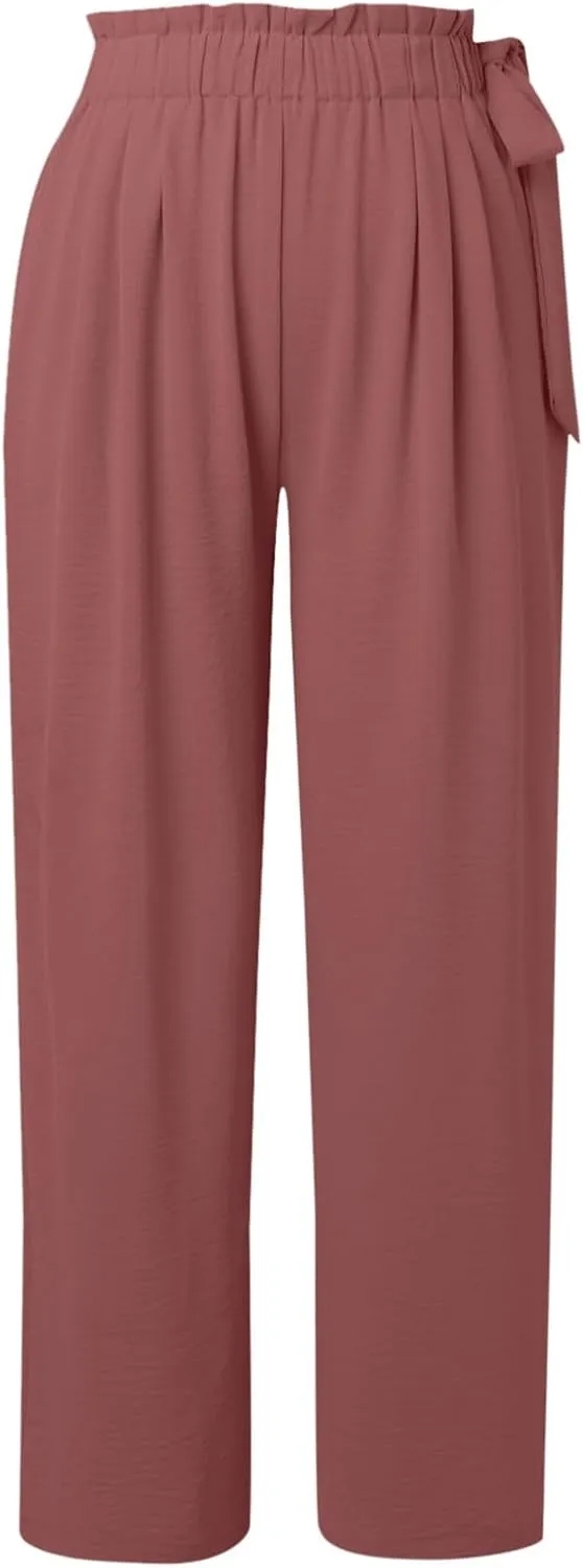 Womens Dress Pants Trousers Straight Leg Summer Low Rise Linen Cotton, Womens Pants Trendy Work Plus Size