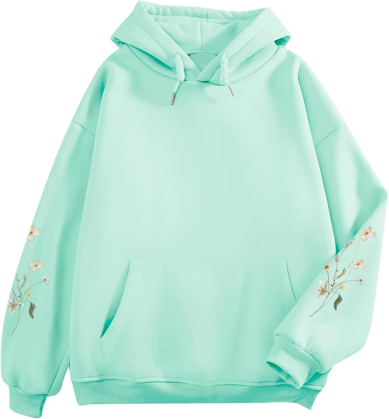 Women's Floral Printed Hoodies Vintage Aesthetic Flower Graphic Sweatshirt Cute Boho Fleece Thermal Hoodie Pullover