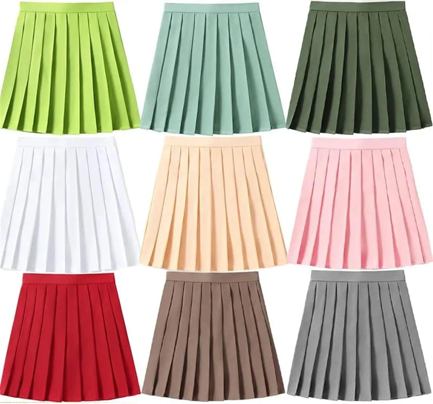 Women's High Waist Pleated Mini Skirt  Zipper A-Line Skirt for Summer Dance Sports Running