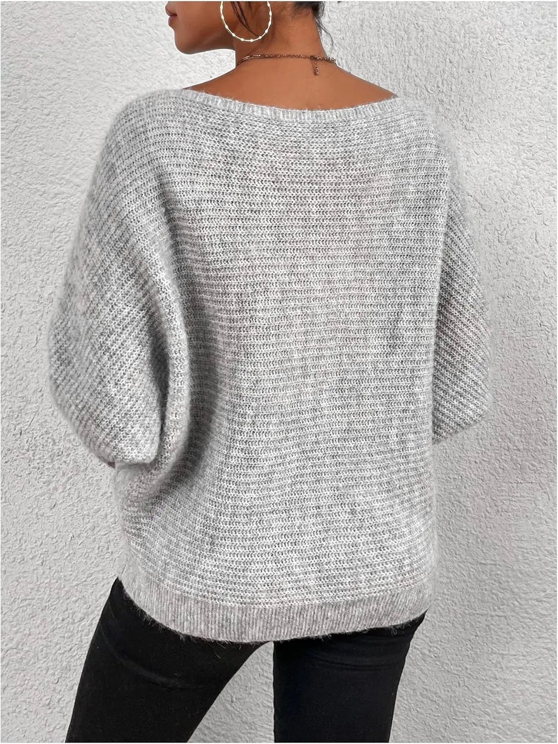 Women's Off Shoulder Sweater Long Sleeve Knitted Pullover Tops Loose Fall Outfits