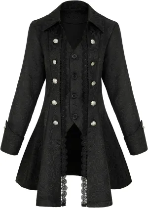 Women's Renaissance Gothic coat medieval pirate steampunk vest jacket