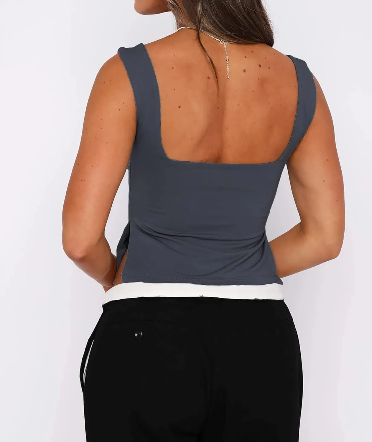 Women's Sleeveless Backless Going Out Crop Tank Top Sexy Pleated Sweetheart Neck Strappy Y2K Slits Cropped Tops