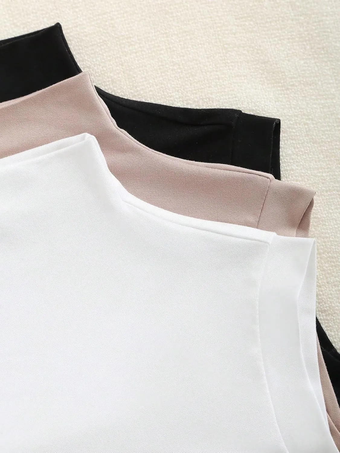 Womens Sleeveless Camisole Tank Tops Blouse Casual Solid Color Stand Collar T-Shirt