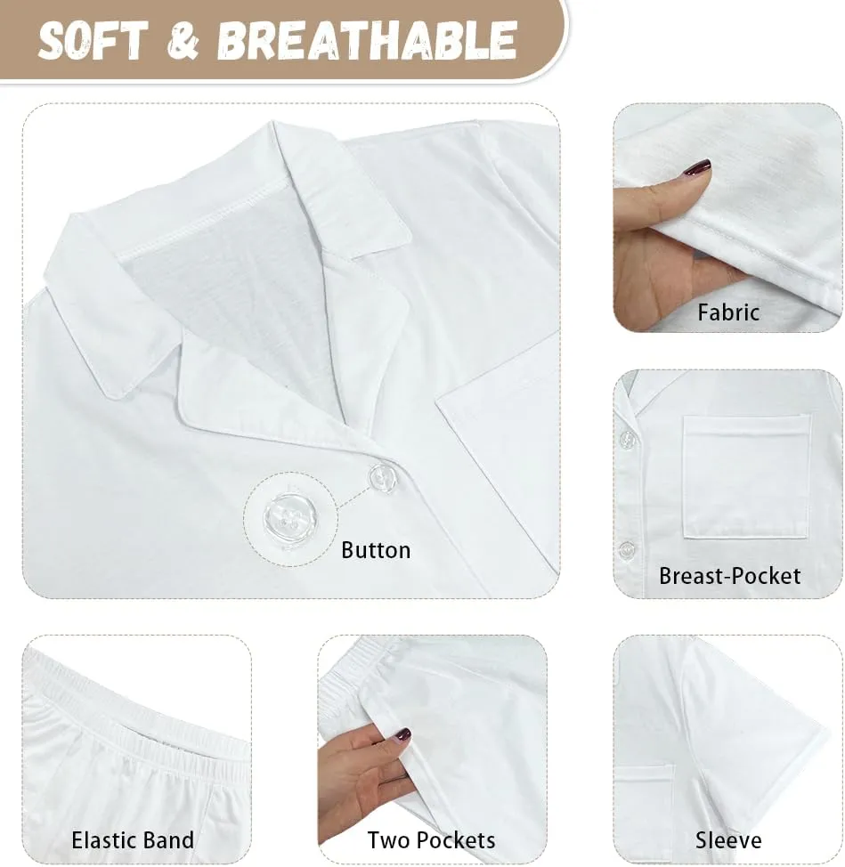 Women's Summer Pajama Set 2-Piece Short Sleeve Notch Collar Sleepwear Casual Lounge Set with Shorts