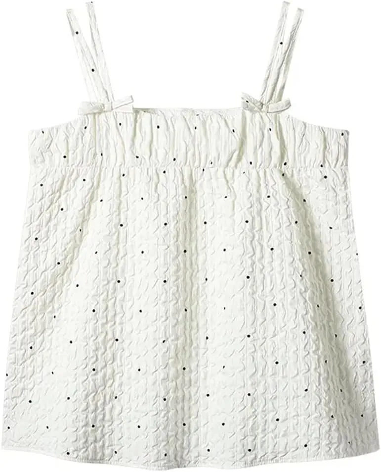 Women's Sweet Hot Girl Polka-Dot Bow Sleeveless Off-Shoulder Camisole Slimming Short Suspender Tops