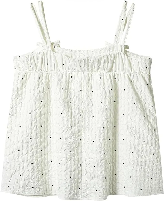 Women's Sweet Hot Girl Polka-Dot Bow Sleeveless Off-Shoulder Camisole Slimming Short Suspender Tops