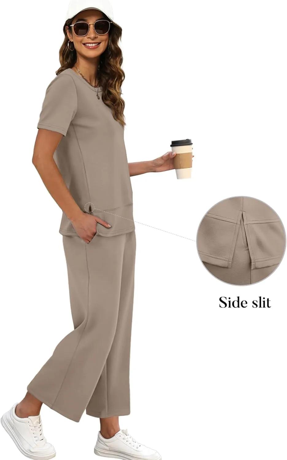 XIEERDUO Women's 2 Piece Lounge Set Fashion Travel Outfits Vacation Tracksuit Comfy Wide Leg Airport Loungewear S-3XL