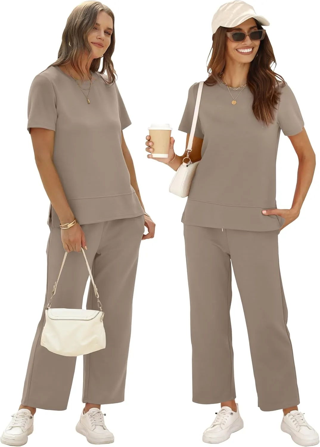 XIEERDUO Women's 2 Piece Lounge Set Fashion Travel Outfits Vacation Tracksuit Comfy Wide Leg Airport Loungewear S-3XL