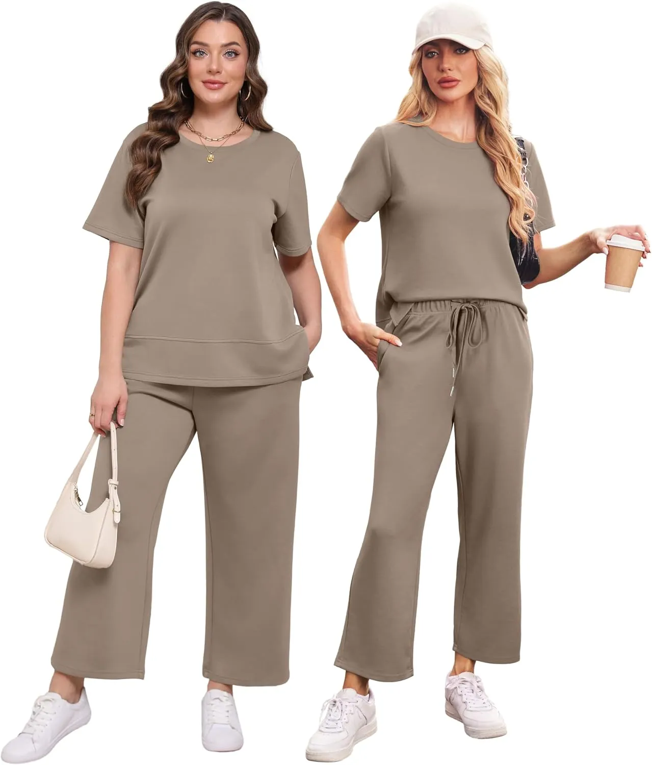 XIEERDUO Women's 2 Piece Lounge Set Fashion Travel Outfits Vacation Tracksuit Comfy Wide Leg Airport Loungewear S-3XL