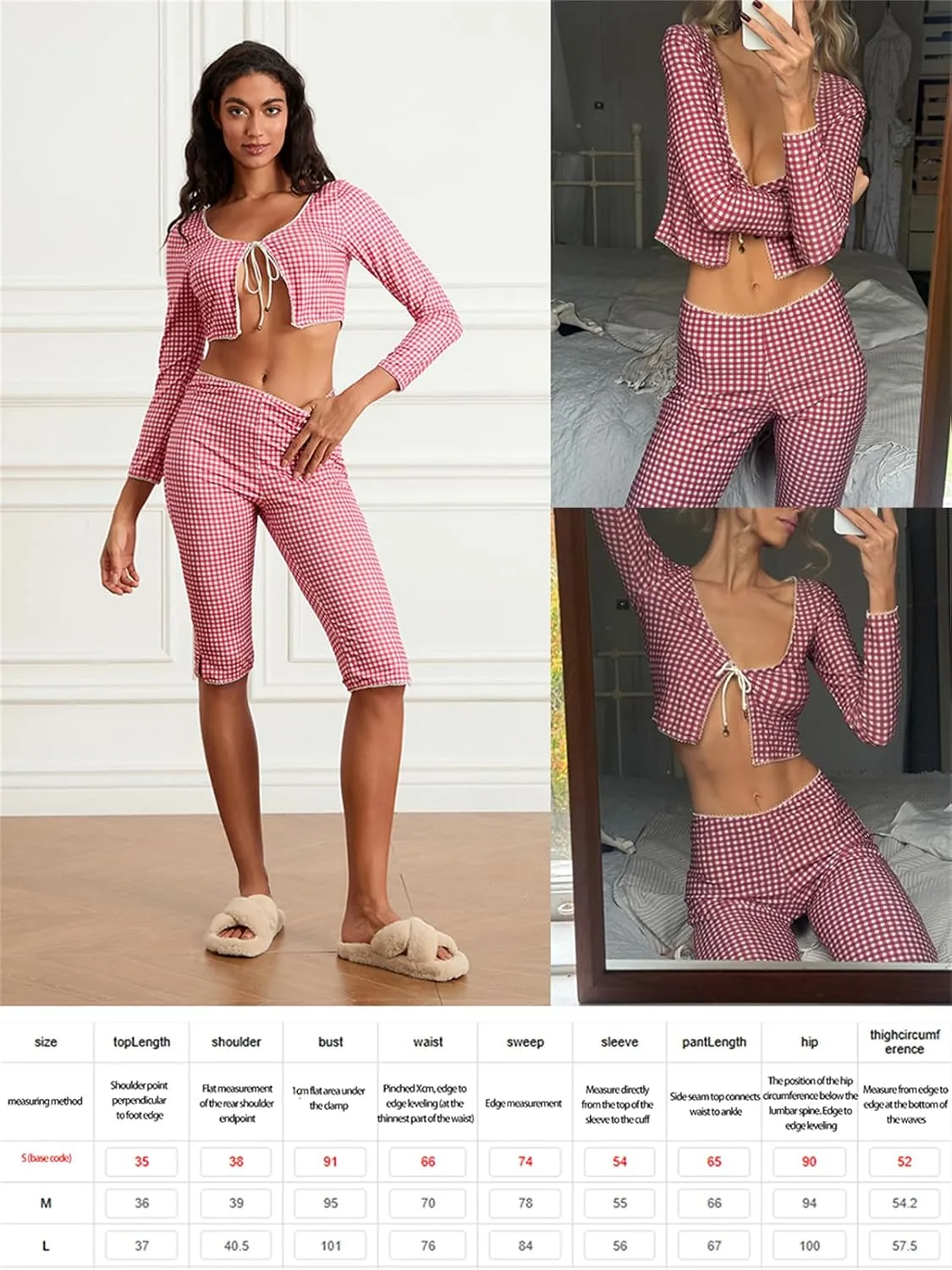 Y2k Capri Pants for Women Trendy Gingham Skinny Cropped Pants High Waist Pull On Capris Trousers Coquette Streetwear
