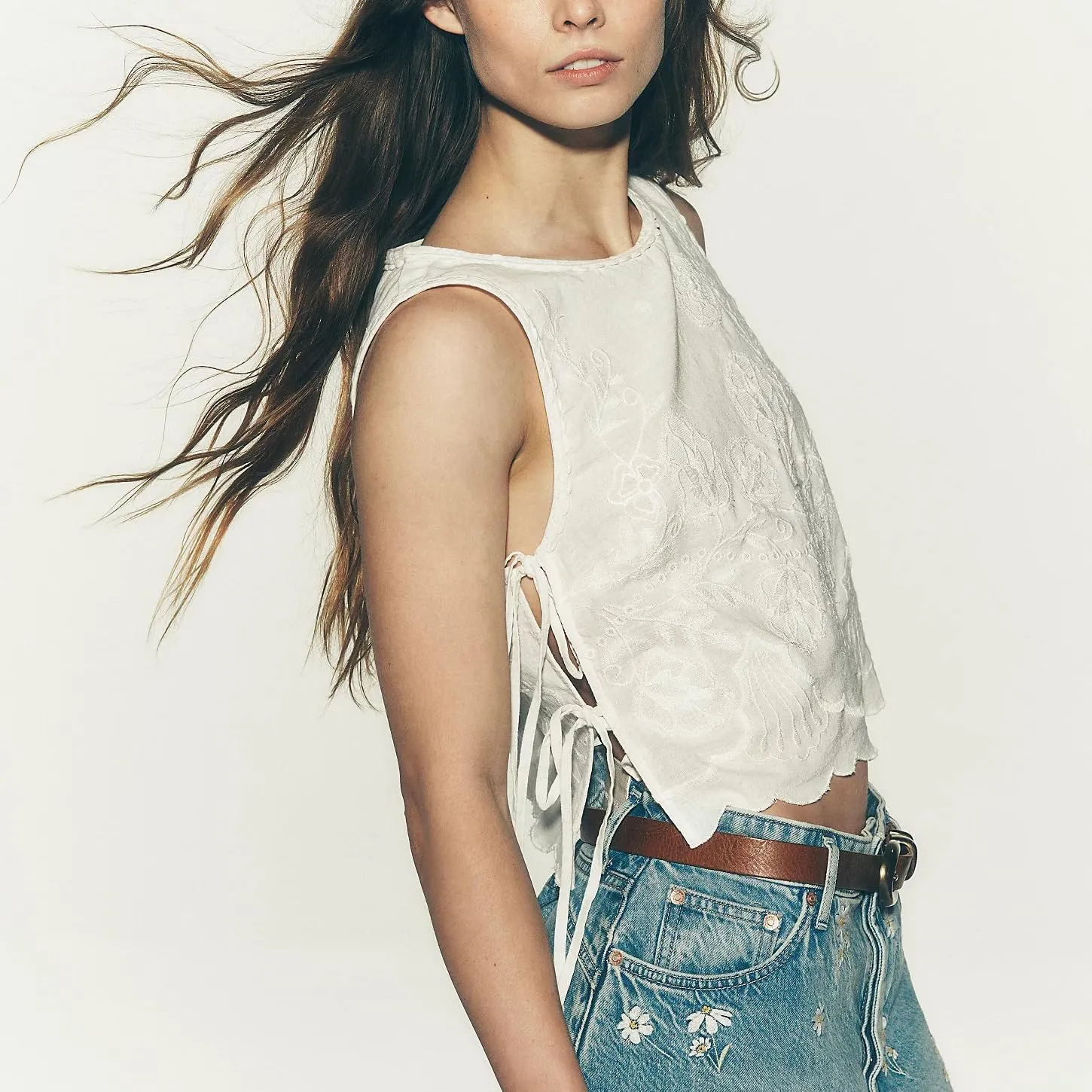 Y2k Women Tie Side Tank Top Crop Cute Sleeveless Lace Up Loose Vest Split Square Neck Going Out Shirts Summer