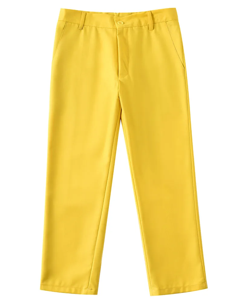 Yellow 4 Piece Boys' Formal Suit Set with Vest Pants Dress Shirt and Tie BS51