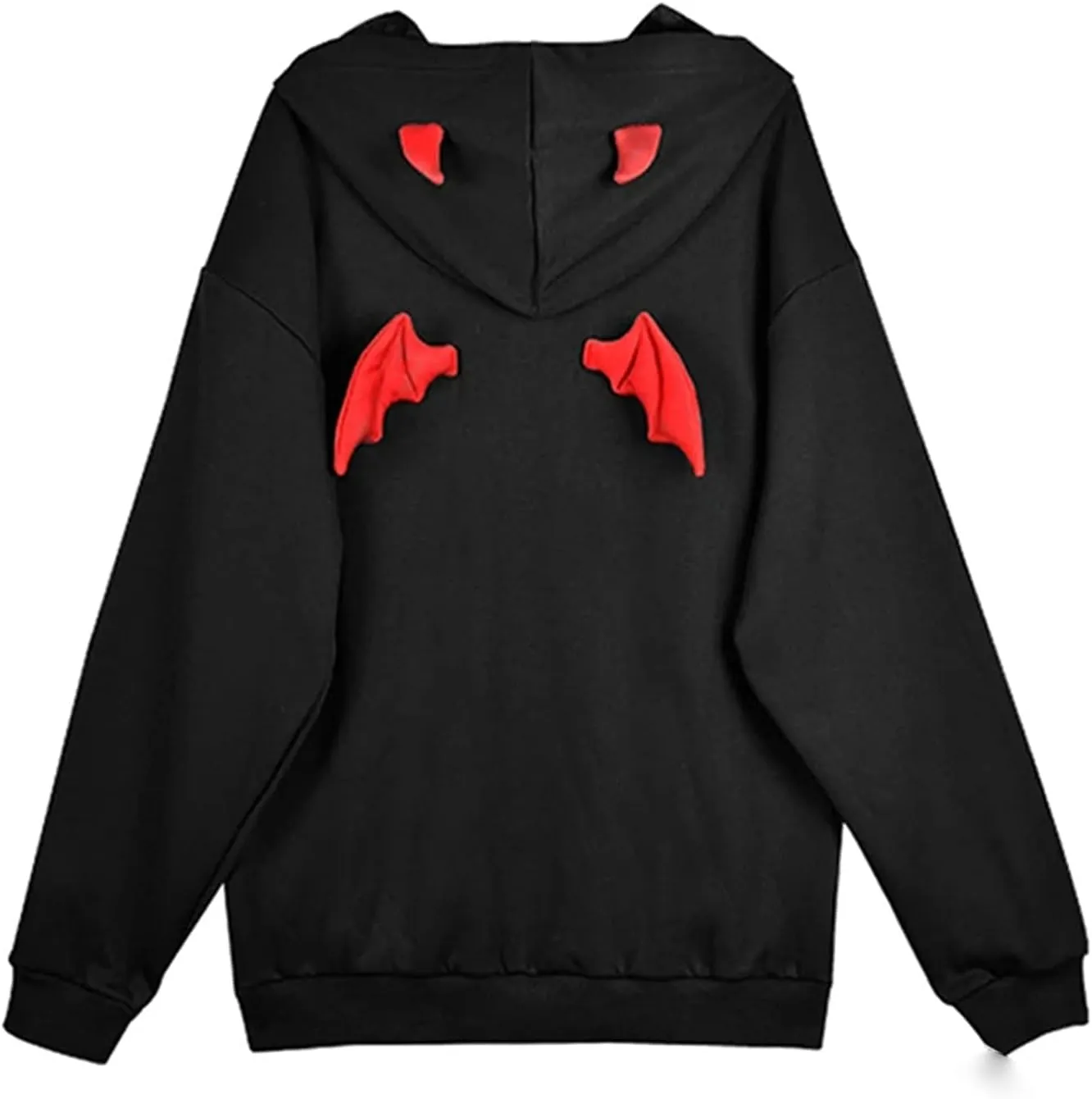 YEMOCILE Women Devil Wing Hooded Sweatshirt Casual Loose Long Sleeve Hoodies Pullover Tops