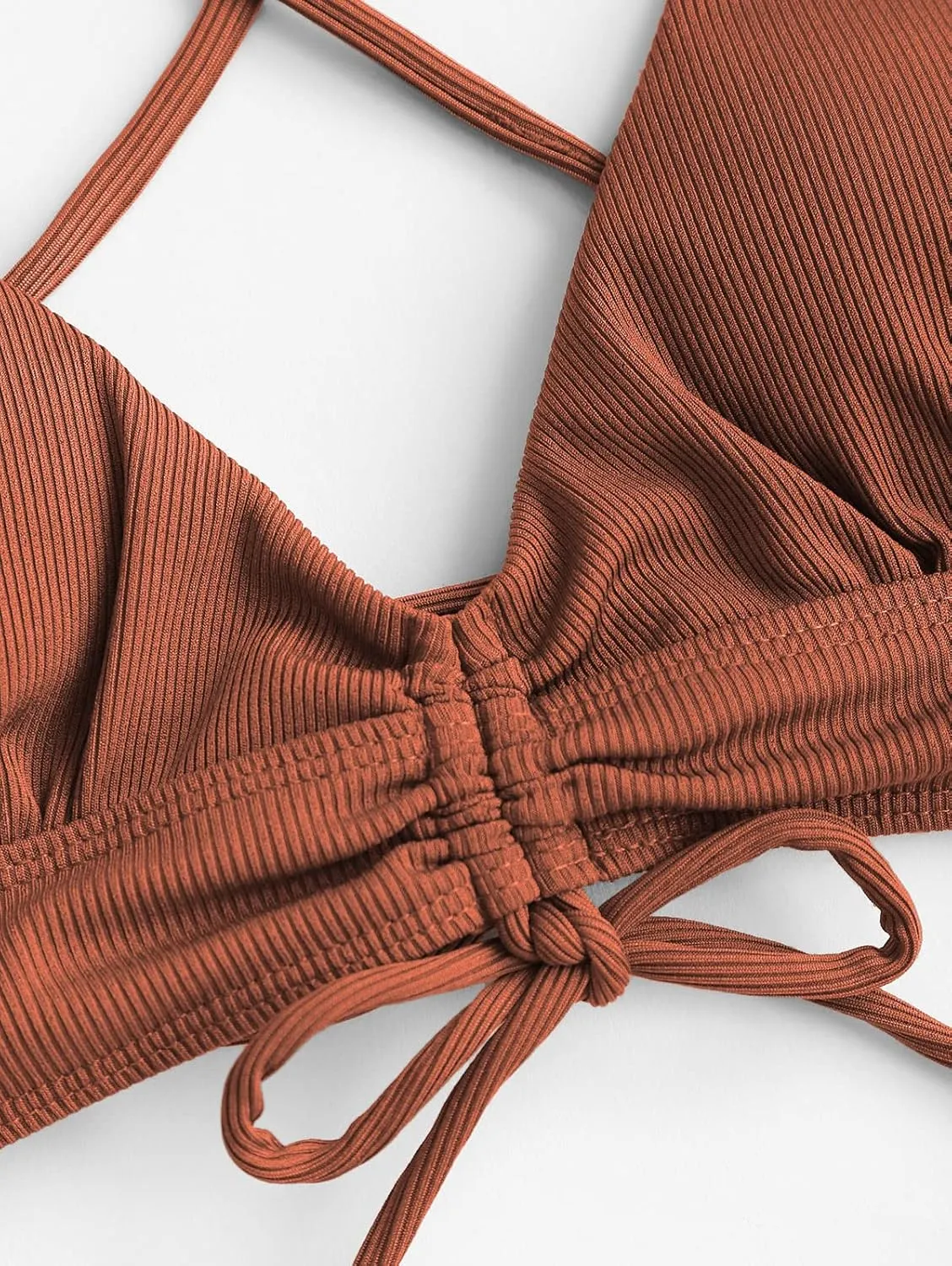 ZAFUL Women's Sexy Triangle Bikini Set Floral Print Spaghetti Strap 2 Piece Swimsuit Crisscross High Cut Bathing Suit
