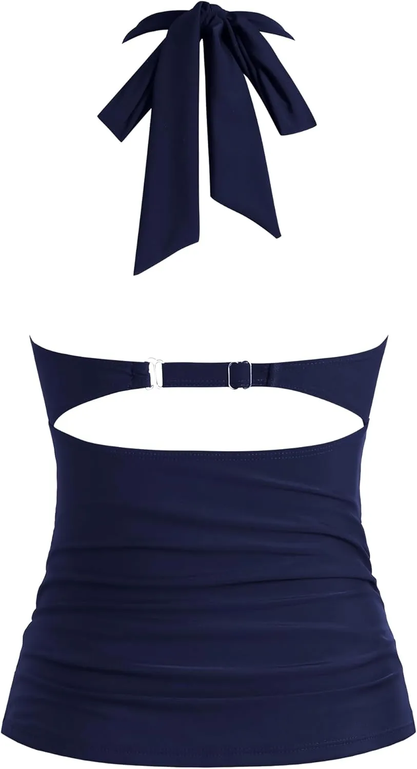 ZAFUL Women's Tankini Swimsuits Cut Out Crisscross Tankini Top with High Waisted Bottom Tummy Control Bathing Suit